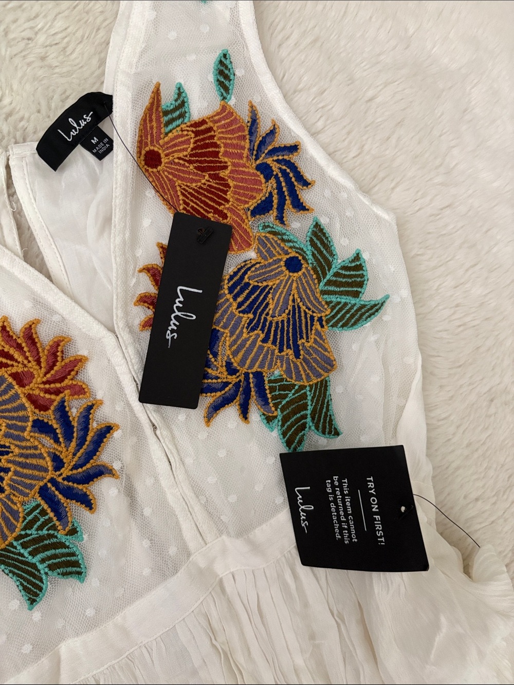 Lulus Tickets To Paradise White Embroidered Maxi Size Medium Dress Boho Coastal - Picture 6 of 12